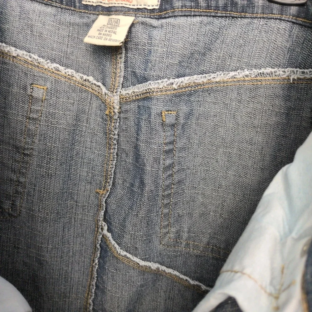 Vintage Y2K NoFuze Blue Asymmetrical Panel‎ Denim Midi Skirt Sz 13/14 34